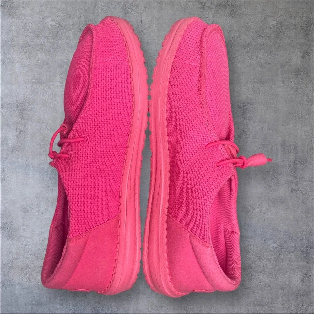 Hey Dude Wendy Funk Mono Sneakers Womens 8 Electric Pink Low Top Casual Shoes
